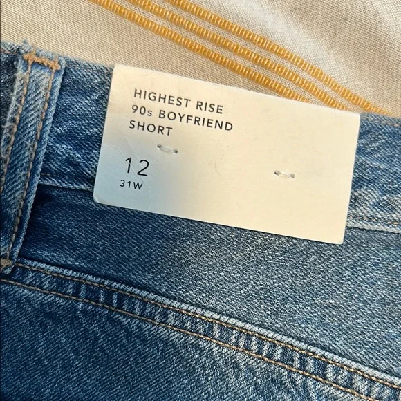 Highest Rise 90s boyfriend American Eagle Outfitters Blue Jean Shorts - Picture 3 of 6